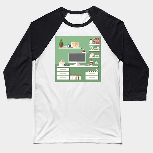 Christmas workstation Baseball T-Shirt by SooperYela